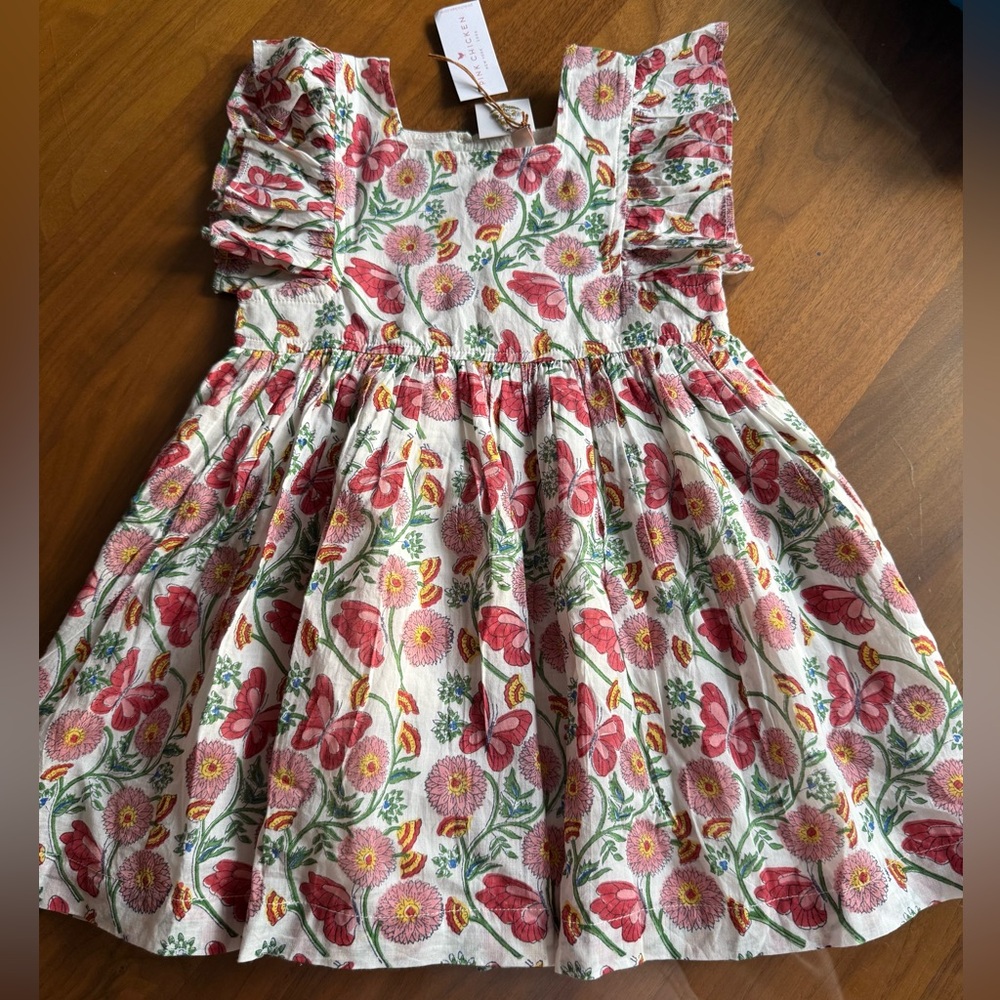 PINK CHICKEN GIRLS ELSIE DRESS BUTTERFLY VINES 2Y NWT
